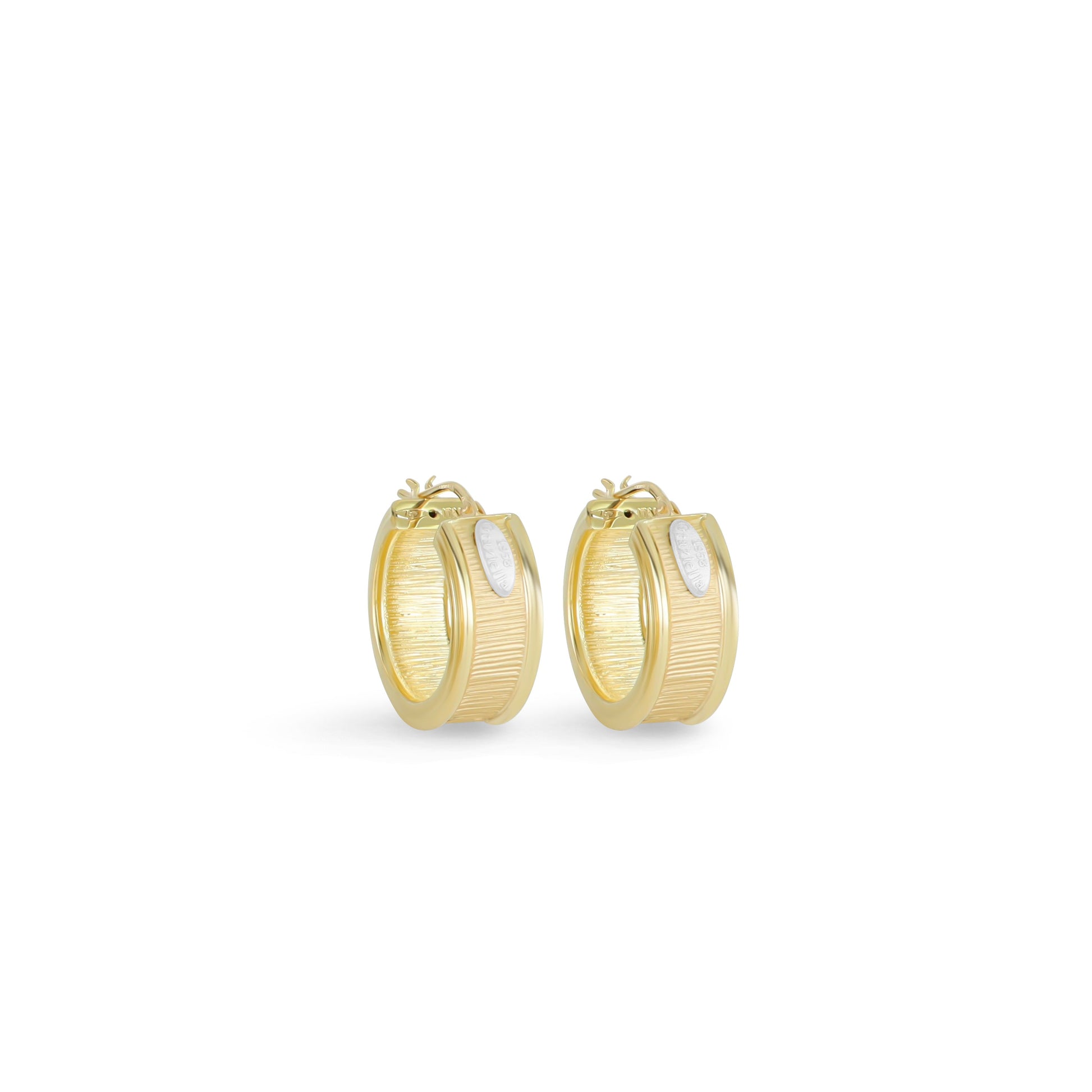 Orecchino tubo rigato in oro 18KT
