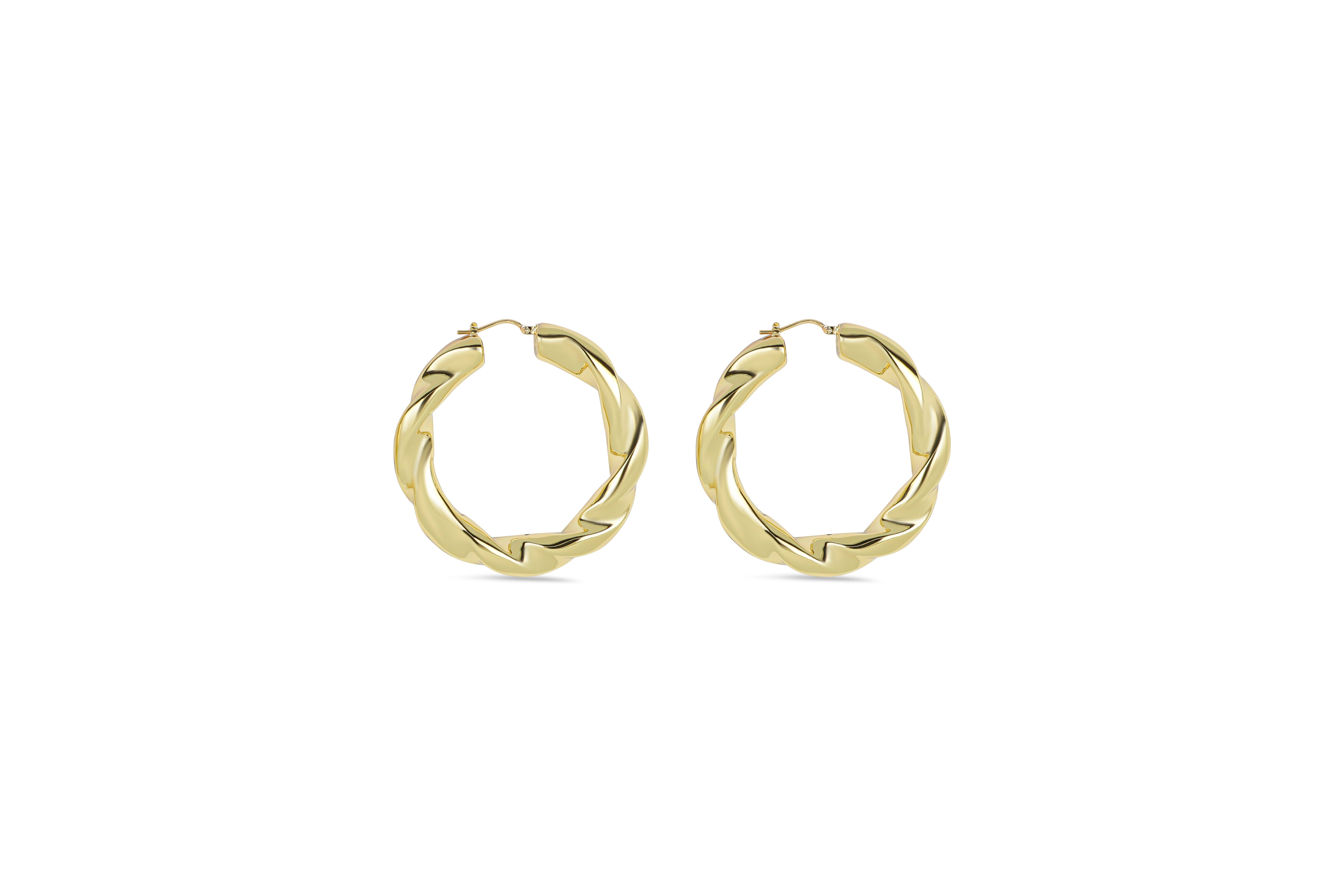 Boucle d'oreille torsadée intemporelle, épaisseur 0,8 cm